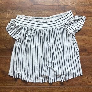 AE off the shoulder striped tee